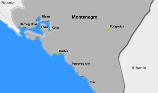 Montenegro coastline map ©  SW